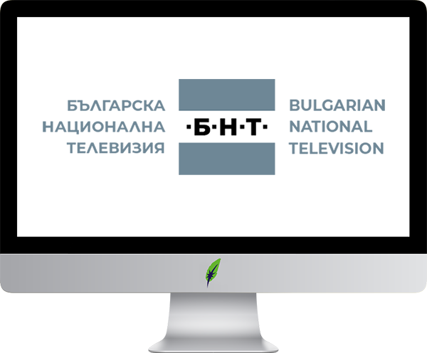 Afbeelding computerscherm met logo BNT Balgarska Natsionalna Televizia - in kleur op transparante achtergrond - 600 * 496 pixels
